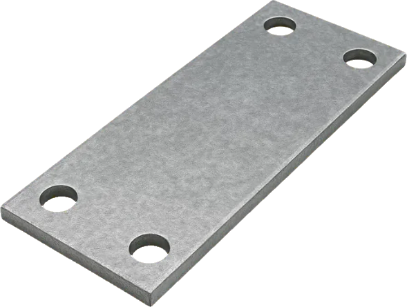 Rectangular steel plate with punched bolt holes