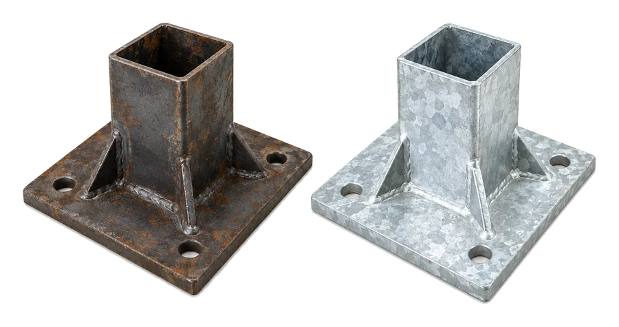 Steel before and after hot-dip galvanizing